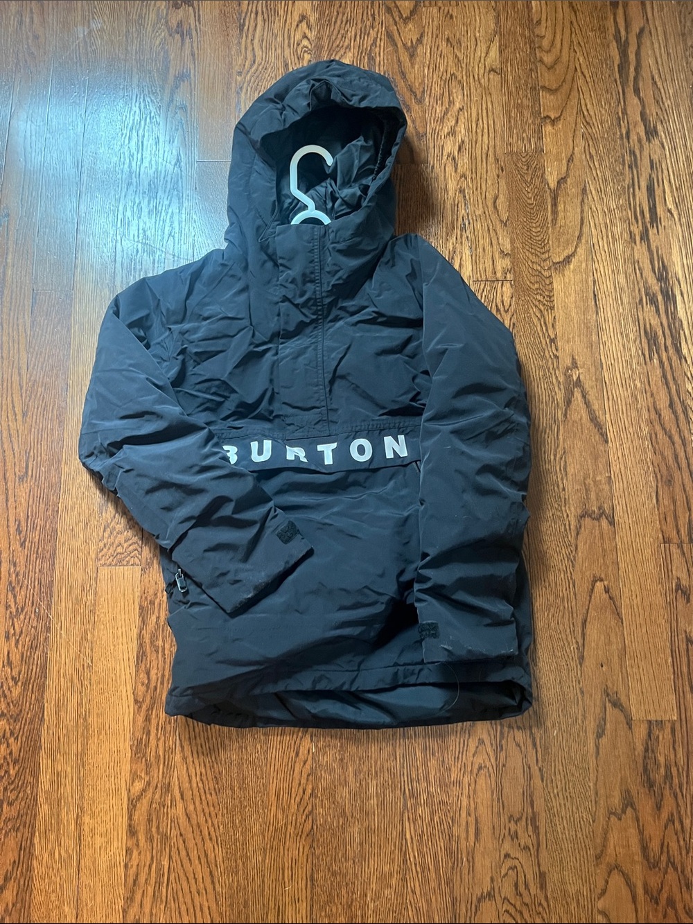 Burton Black Hooded Kids Anorak Puffer with Front Logo